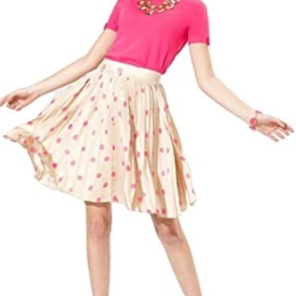 Kate Spade Melody Pleated Skirt cream & pink 2 - Picture 1 of 7